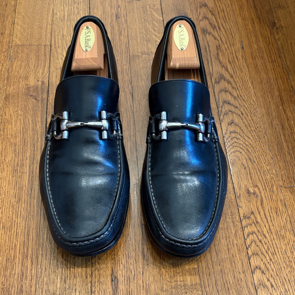 Salvatore Ferragamo Black Leather Loafers With Silver Accents